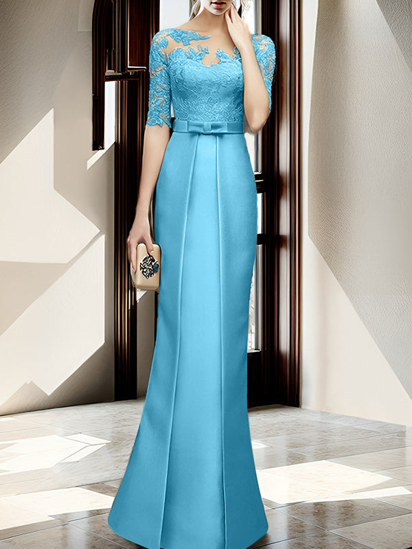 Sheath/Column Illusion Neck Floor-length Mother of the Bride Dresses