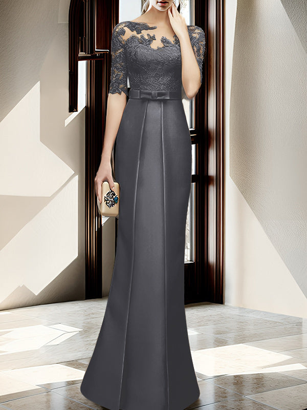 Sheath/Column Illusion Neck Floor-length Mother of the Bride Dresses