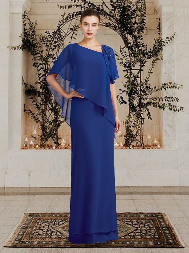 Sheath/Column Bateau Neck Floor-Length Mother of the Bride Dresses