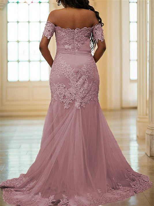 Sheath/Column Off-the-Shoulder Floor-length Prom Dresses