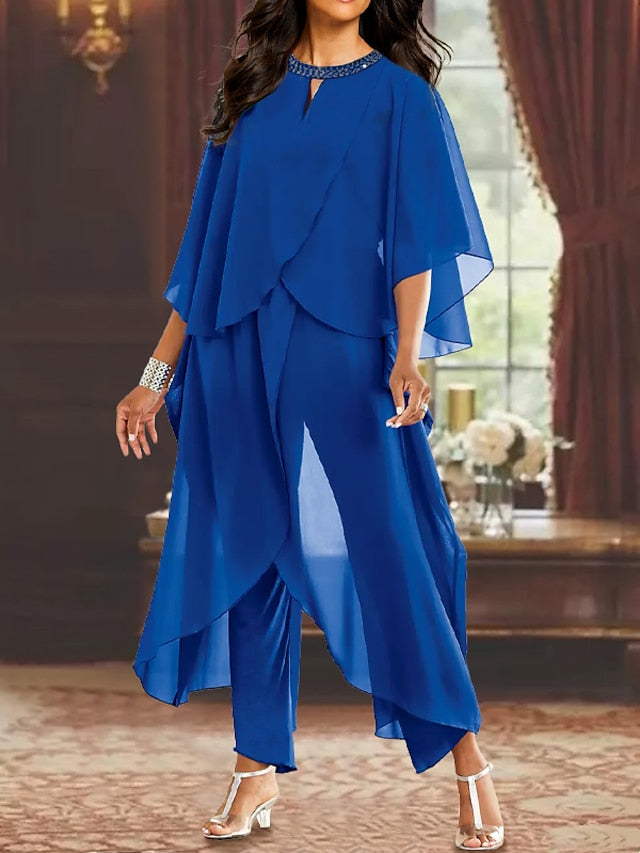 Chiffon Scoop Mother of the Bride Pantsuits