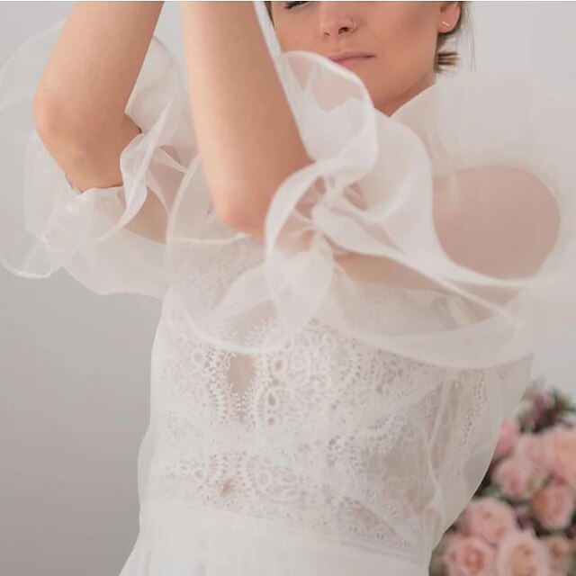 Organza Wedding Wraps With Ruffles For Wedding