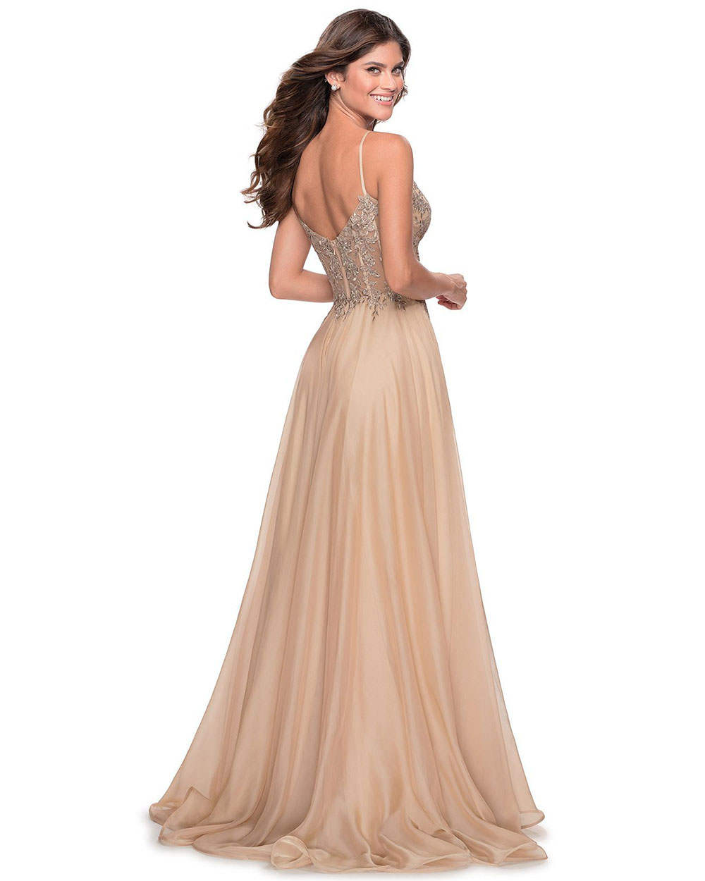 A-Line/Princess Spaghetti Straps Floor-Length Prom Dresses