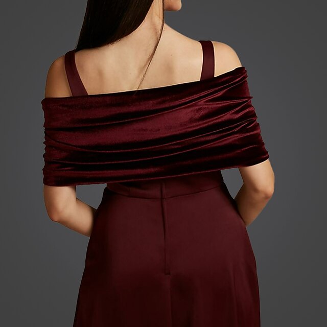 Women's Wrap Bolero Pure Elegant Sleeveless Velvet Wedding Wraps With Pure colour