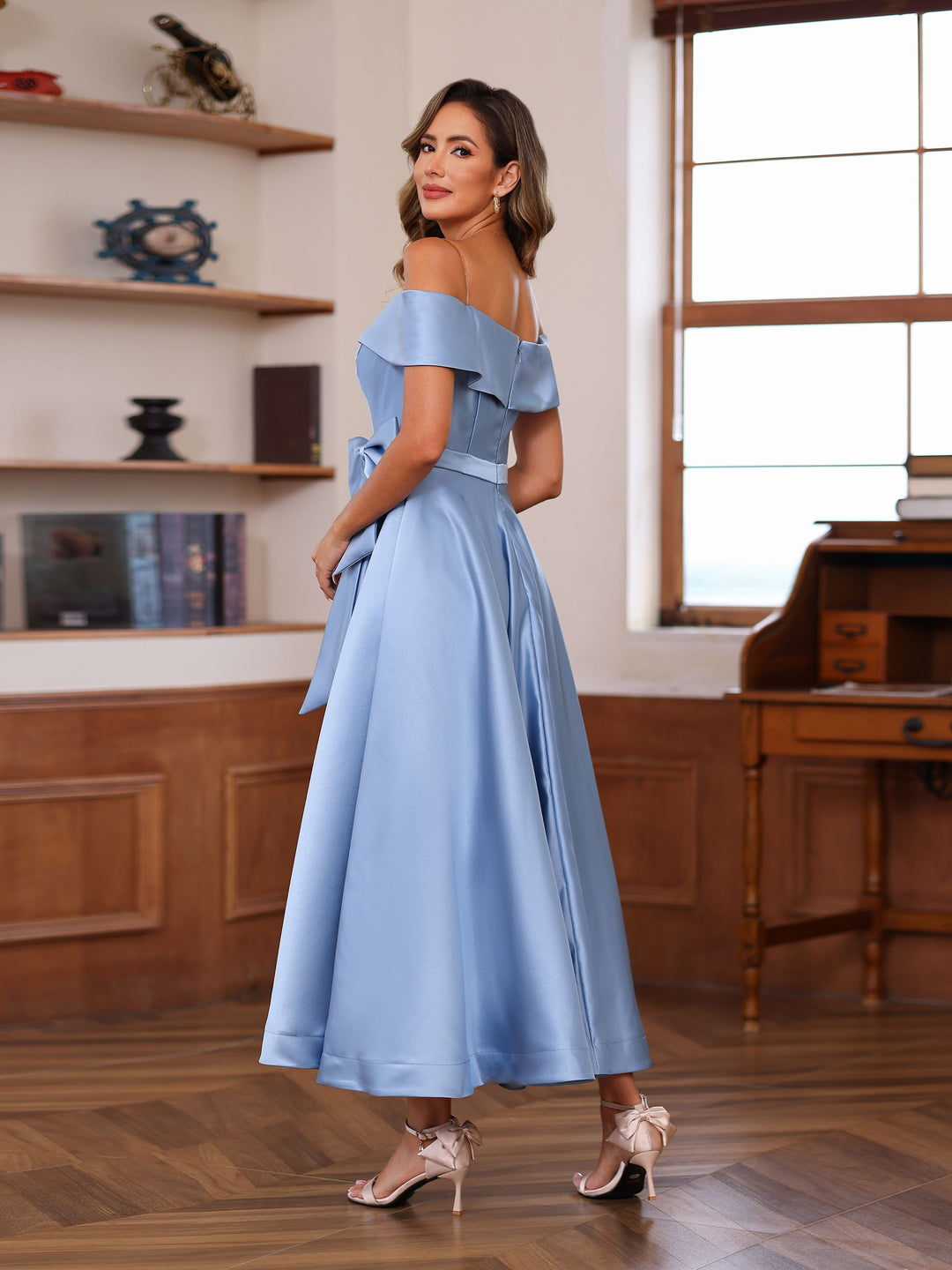 A-Line/Princess Off-the-Shoulder Sleeveless Ankle-Length Mother of the Bride Dresses with Pockets