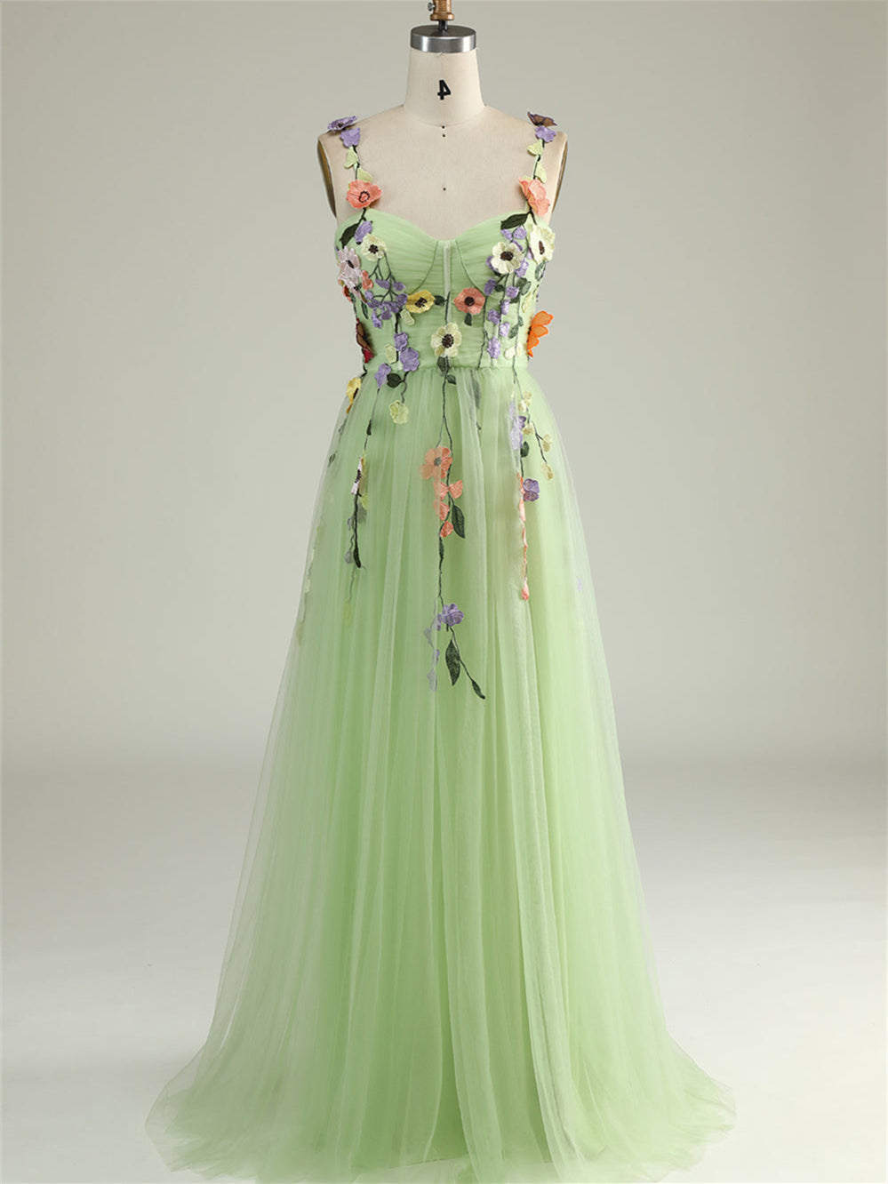 A-Line/Princess Sweetheart Sleeveless Floor Length Formal Dress with Flowers