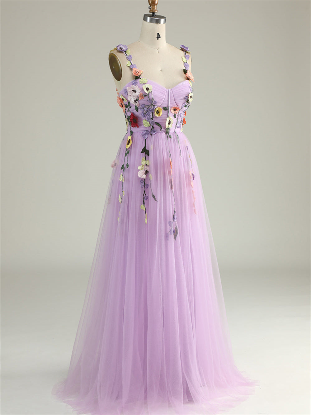 A-Line/Princess Sweetheart Sleeveless Floor Length Formal Dress with Flowers