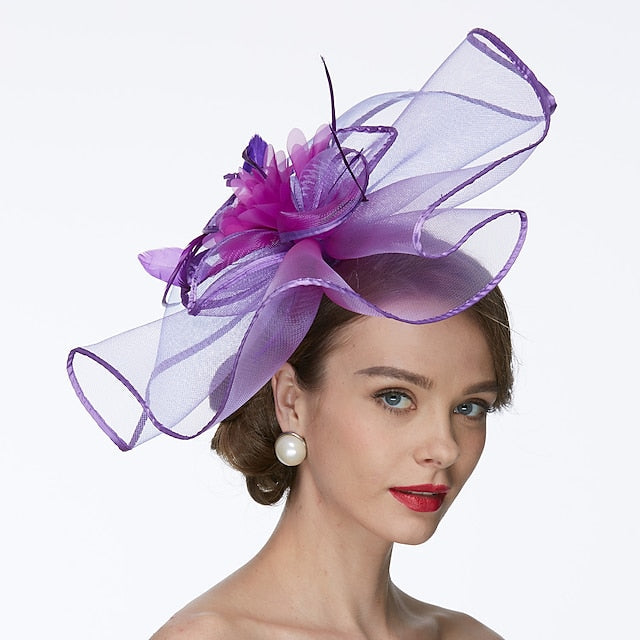 Women's Net Tea Party Special Occasion Wedding With Flowers Headpiece