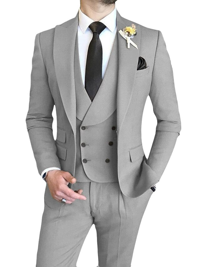 Men's Tailored Fit Single Breasted One-button 3 Pieces Wedding Suits