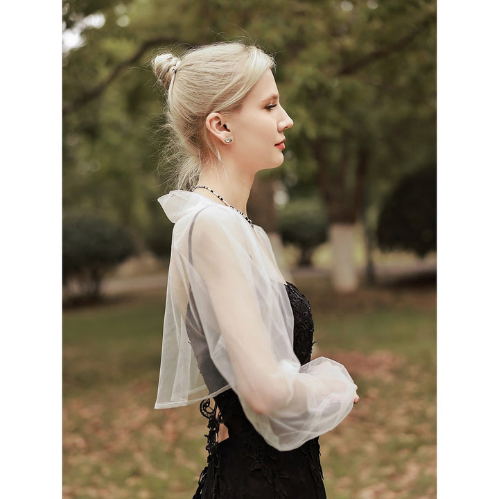 Dolman Sleeve Tulle Wedding Wraps With Pure colour For Party