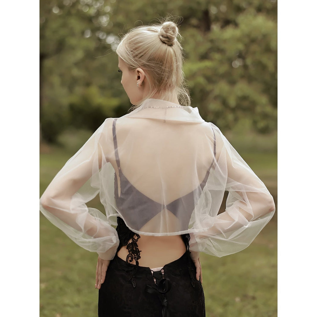 Dolman Sleeve Tulle Wedding Wraps With Pure colour For Party