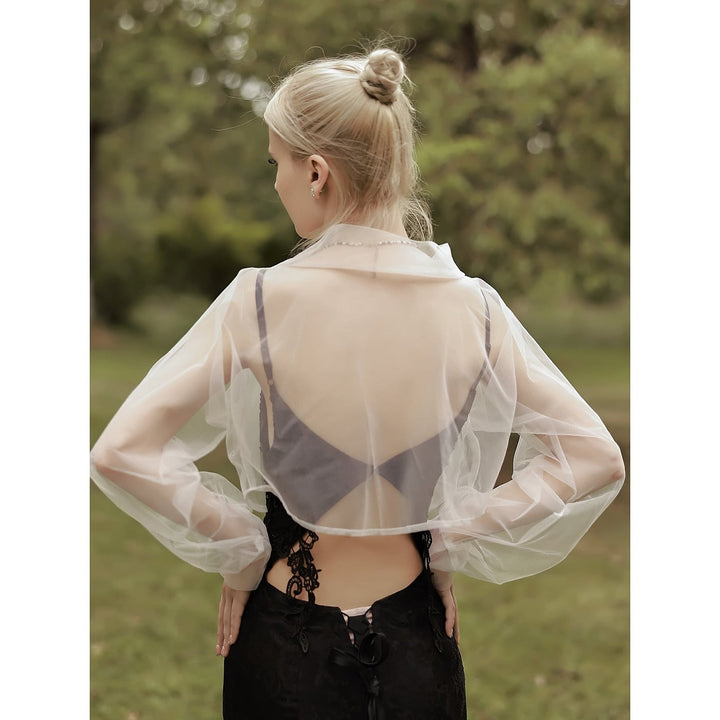 Dolman Sleeve Tulle Wedding Wraps With Pure colour For Party