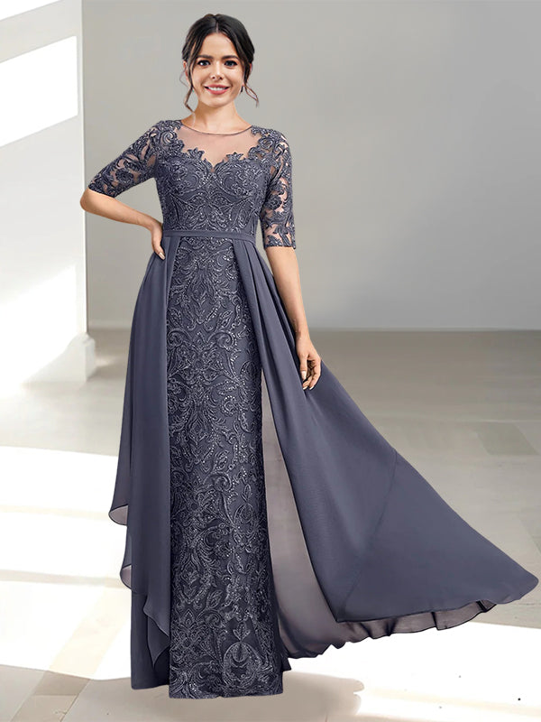 A-Line/Princess Scoop Floor-Length Mother of the Bride Dresses