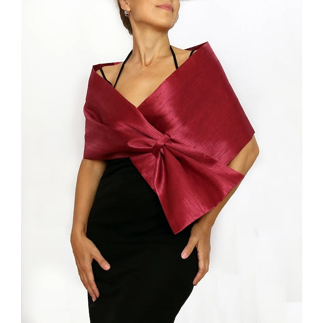 Women‘s Wedding Guest Wrap Pure Elegant Sleeveless Taffeta Wedding Wraps With Pure colour