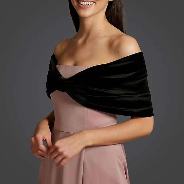 Women's Wrap Bolero Pure Elegant Sleeveless Velvet Wedding Wraps With Pure colour