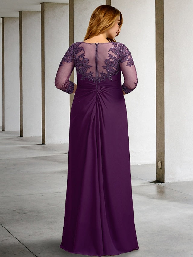 A-Line/Princess Jewel Neck Floor-Length Mother of the Bride Dresses