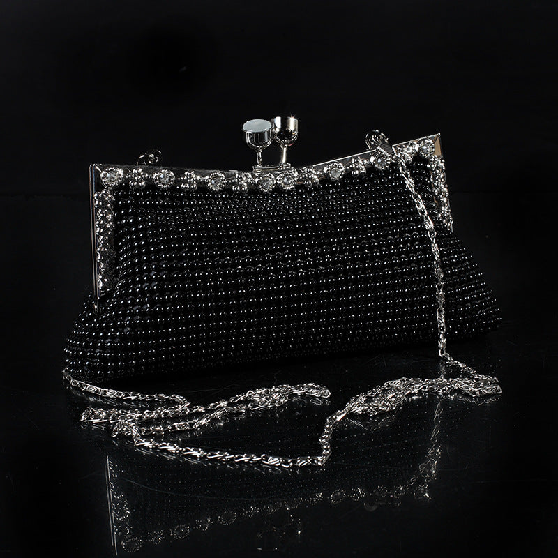 Cat's Eye Diamond-Encrusted Aluminum Sheet Clutch Bags