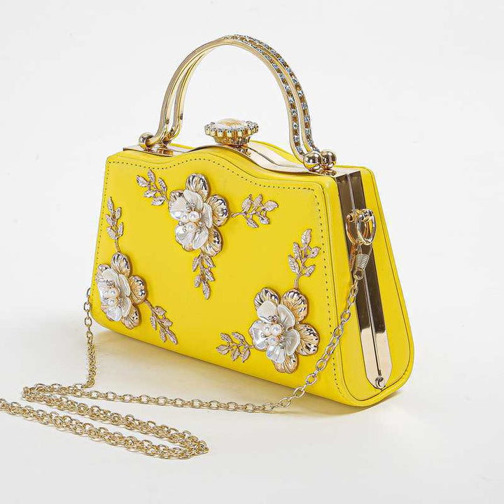 Flower Imitation Diamond Metal Clutch Bags