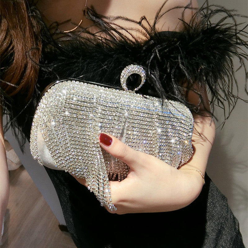 Imitation Diamond Tassel Clutch Bags