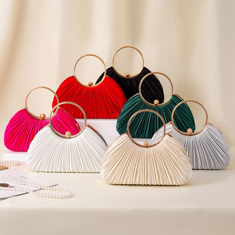 Pleated Ring Clutch Hand Bags