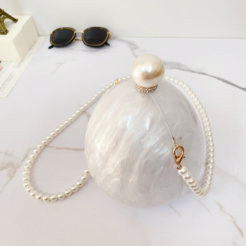 Pleated Goose Egg Shaped Cloud Glue Acrylic Clutch Hand Bags