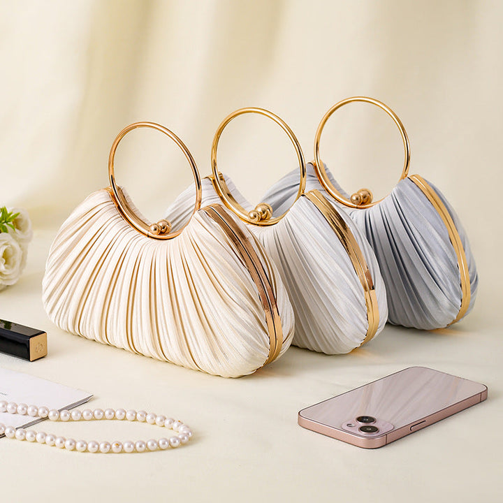 Pleated Ring Clutch Hand Bags