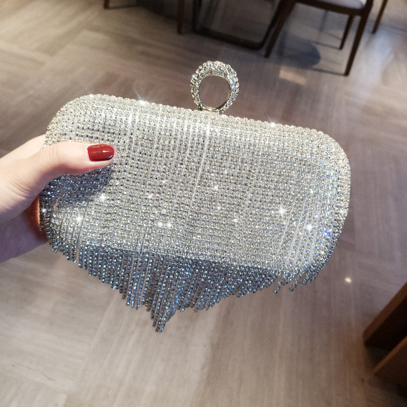 Imitation Diamond Tassel Clutch Bags