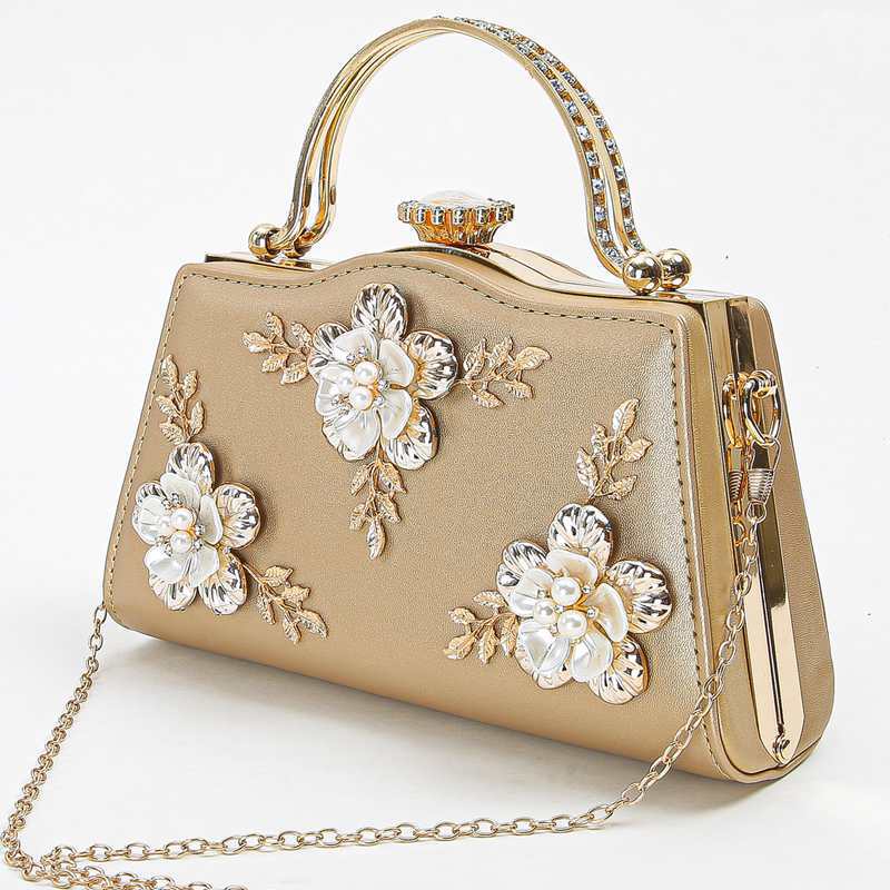 Flower Imitation Diamond Metal Clutch Bags