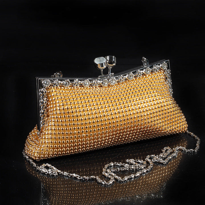 Cat's Eye Diamond-Encrusted Aluminum Sheet Clutch Bags