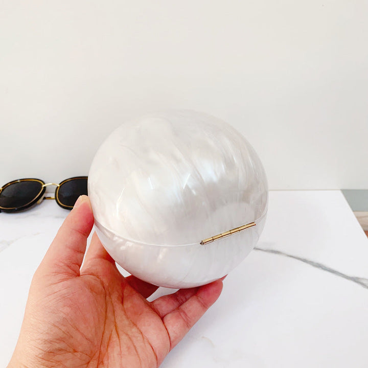 Pleated Goose Egg Shaped Cloud Glue Acrylic Clutch Hand Bags