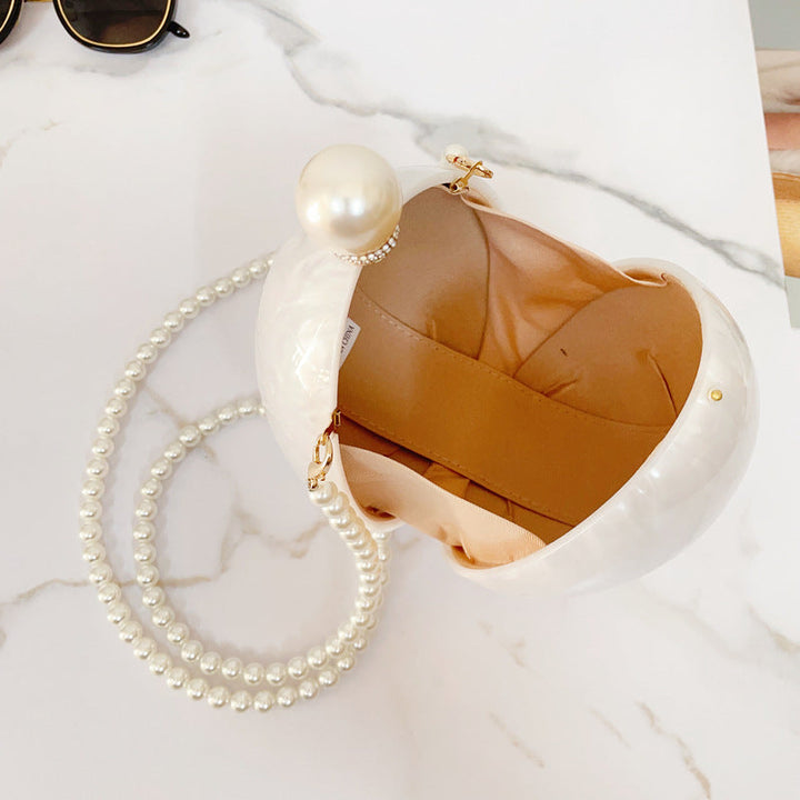 Pleated Goose Egg Shaped Cloud Glue Acrylic Clutch Hand Bags