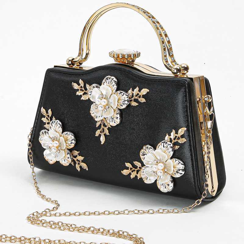 Flower Imitation Diamond Metal Clutch Bags