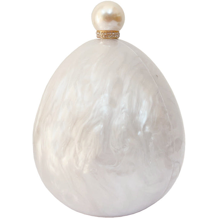 Pleated Goose Egg Shaped Cloud Glue Acrylic Clutch Hand Bags