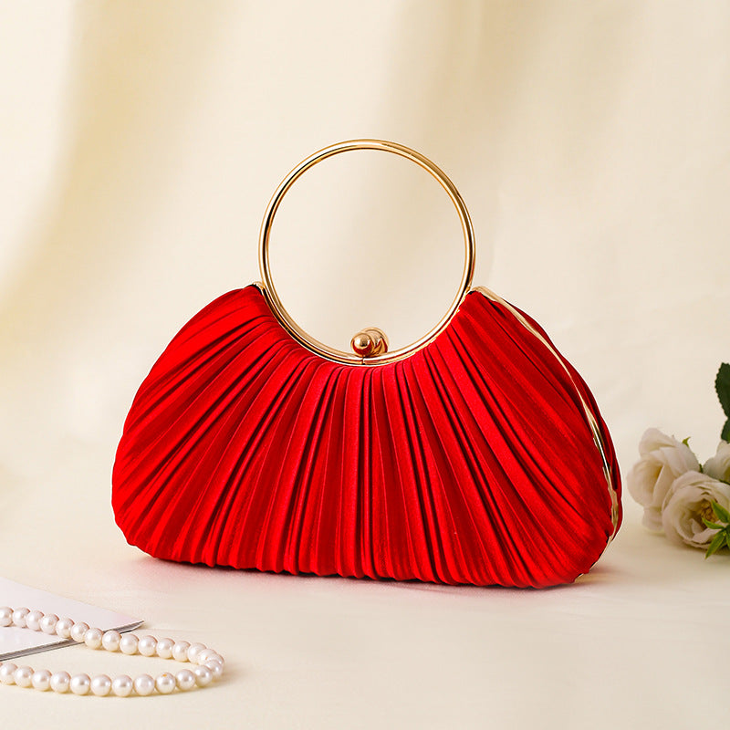 Pleated Ring Clutch Hand Bags