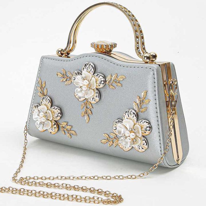 Flower Imitation Diamond Metal Clutch Bags