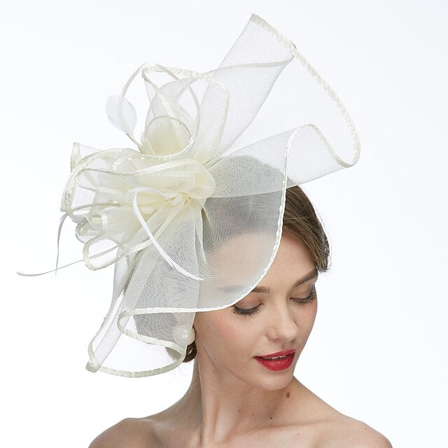 Women's Net Tea Party Special Occasion Wedding With Flowers Headpiece