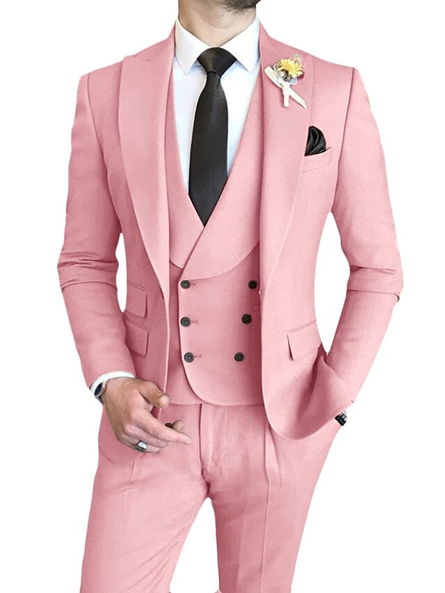 Men's Tailored Fit Single Breasted One-button 3 Pieces Wedding Suits