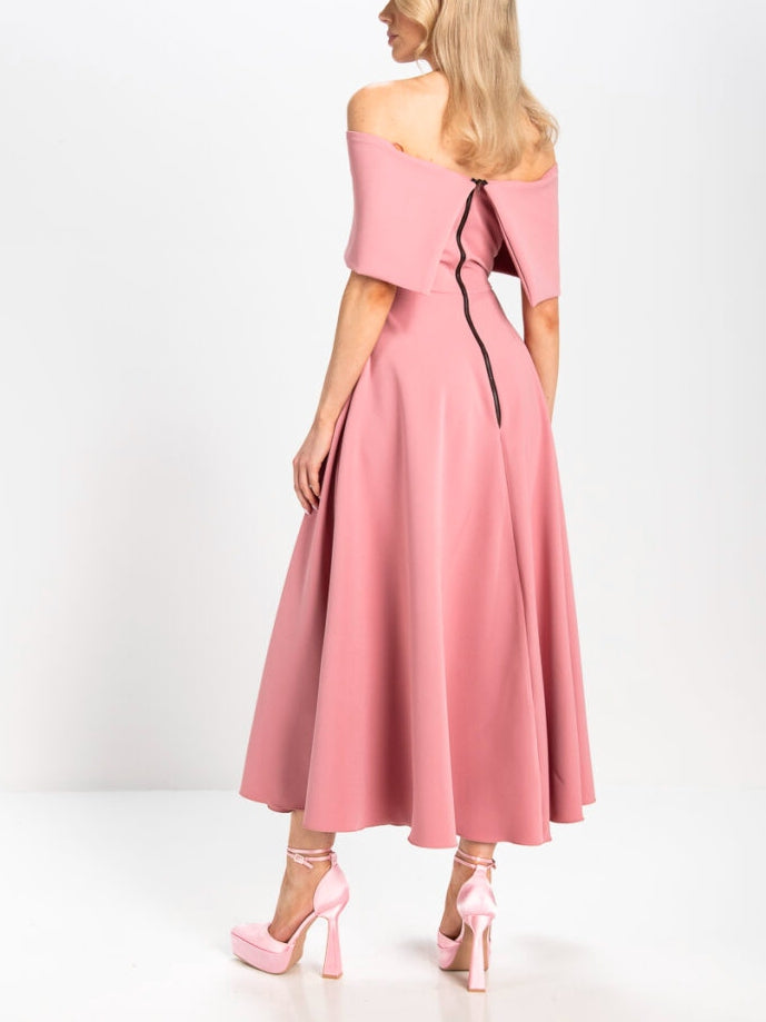 A-Line/Princess Off-the-Shoulder Tea-Length Mother of the Bride Dresses with 3D Flowers