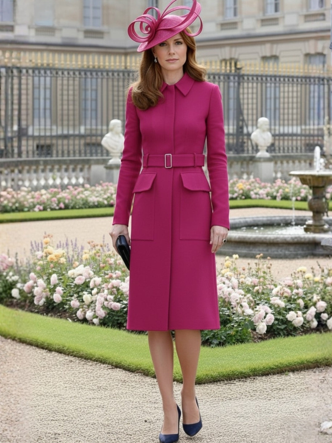 A-Line/Princess Long Sleeves Tea-Length Mother of the Bride Dresses with Belt & Pockets