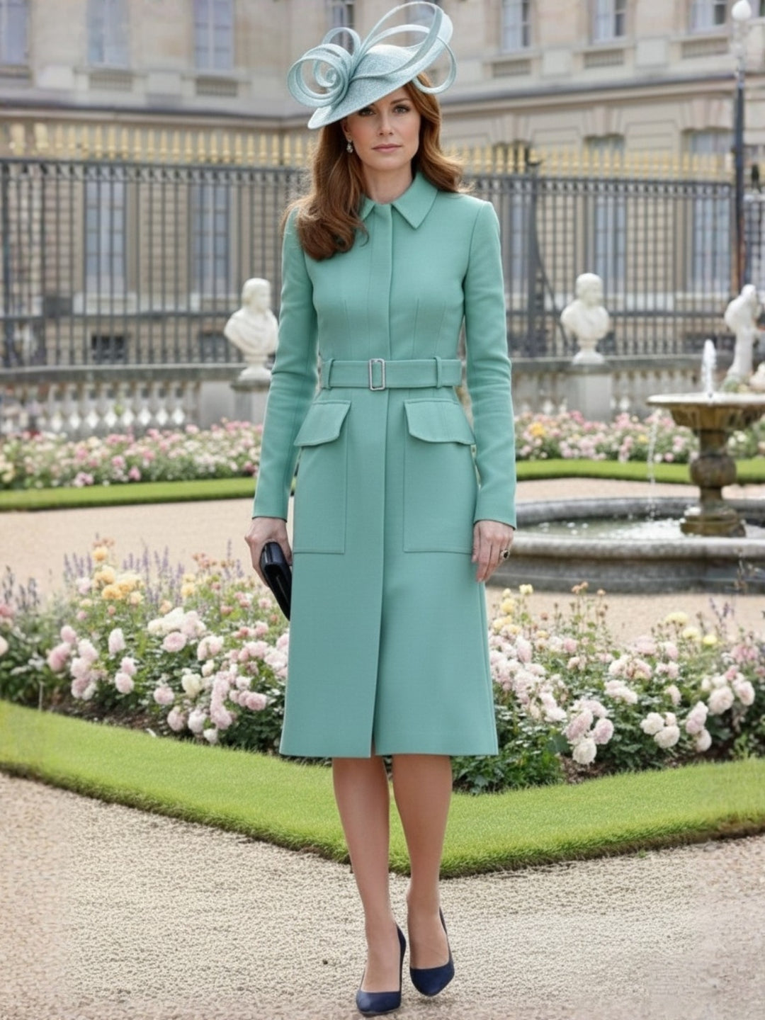 A-Line/Princess Long Sleeves Tea-Length Mother of the Bride Dresses with Belt & Pockets
