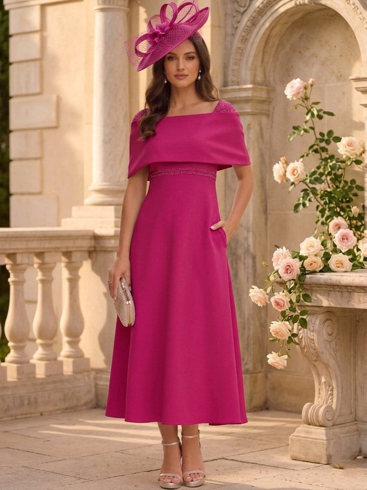A-Line/Princess Off-the-Shoulder Stretch Satin Mother of the Bride Dresses Ankle-Length Sleeveless Sequins