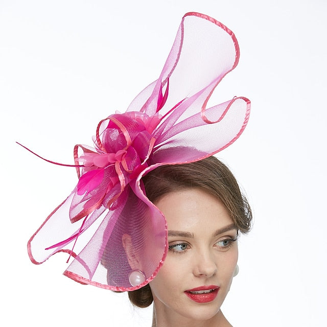 Women's Net Tea Party Special Occasion Wedding With Flowers Headpiece