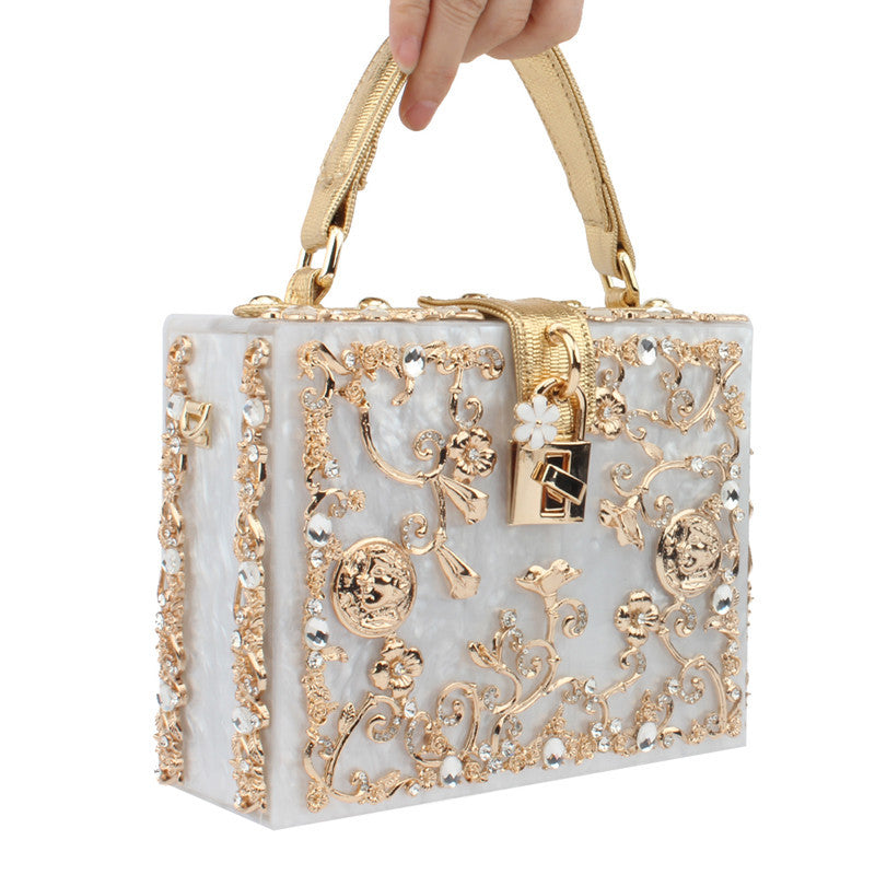 Imitation Diamond Acrylic Box Hand Bags