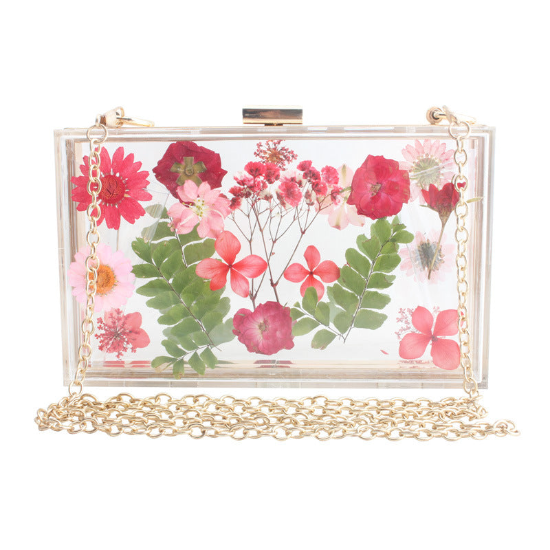 Flower Fashion Acrylic Transparent Clutch Bags