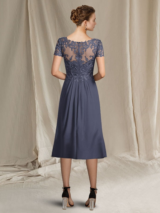 A-Line/Princess V-Neck Tea-Length Mother of the Bride Dresses