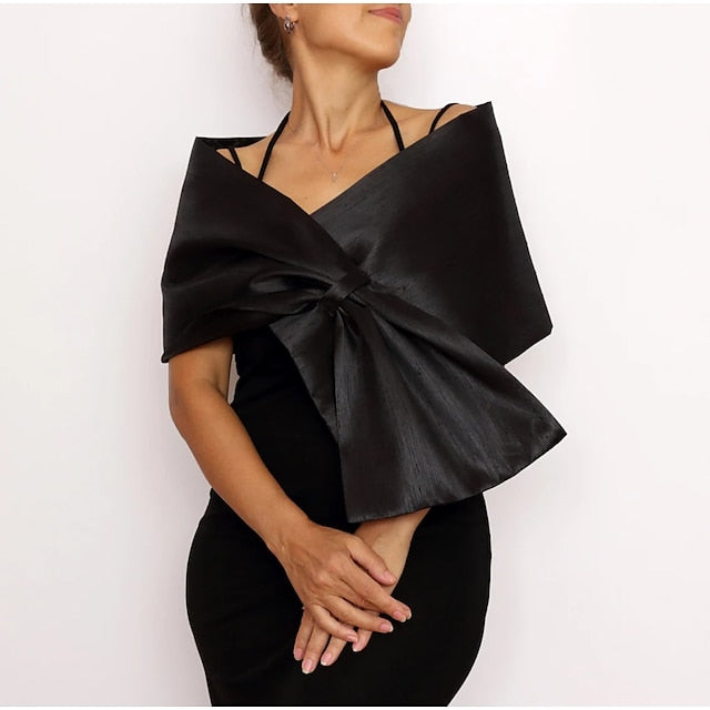 Women‘s Wedding Guest Wrap Pure Elegant Sleeveless Taffeta Wedding Wraps With Pure colour