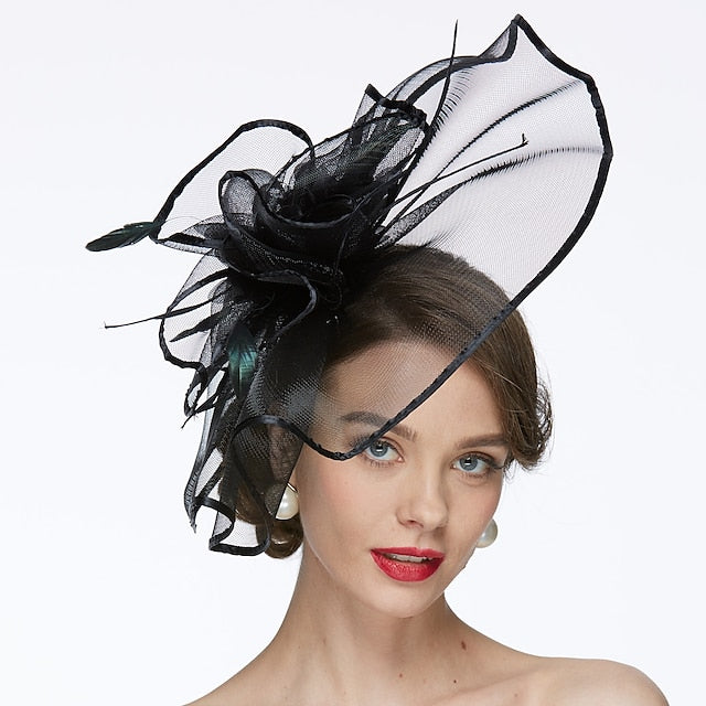 Women's Net Tea Party Special Occasion Wedding With Flowers Headpiece