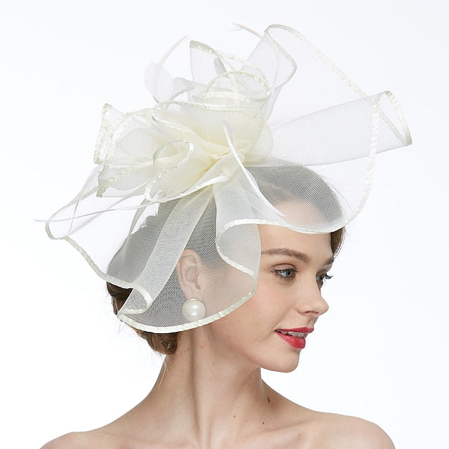 Women's Net Tea Party Special Occasion Wedding With Flowers Headpiece