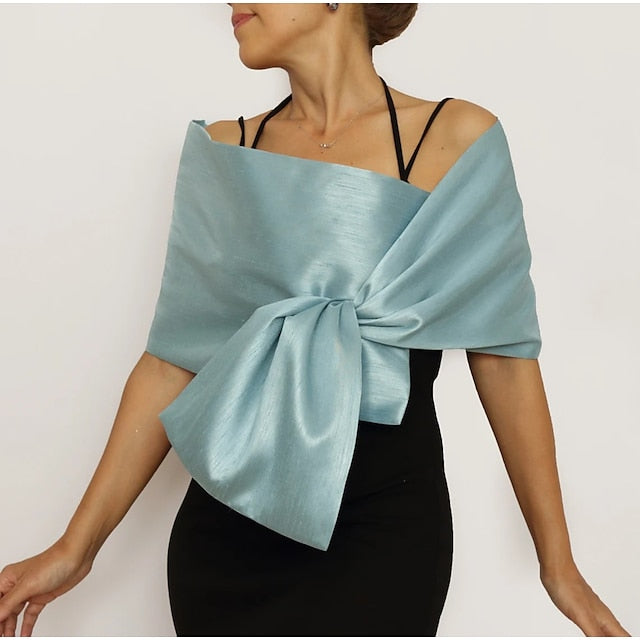 Women‘s Wedding Guest Wrap Pure Elegant Sleeveless Taffeta Wedding Wraps With Pure colour