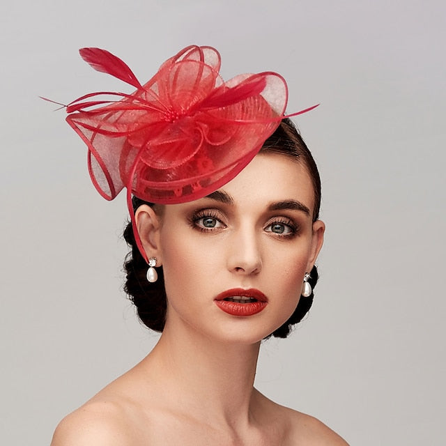 Fascinators Tulle Wedding Horse Race With Feather Headpiece